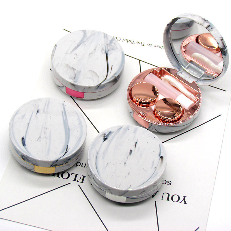 Rundes Mode-Marmor-Kontaktlinsengehäuse Tragbares Kontaktgehäuse 